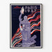 Vintage-Poster Paris 1937, Kunst und Technik, in einem schmalen Rahmen an heller Wand präsentiert.