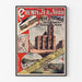 Vintage-Plakat Paris, Saint-Denis, Züge & Straßenbahnen, in einem dünnen Rahmen an einer hellen Wand.