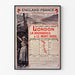 Vintage-Plakat South Eastern, England-France, in einem feinen Rahmen an einer hellen Wand.