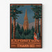 Vintage-Plakat Thann, Industrieausstellung, in einem schmalen Rahmen an einer hellen Wand präsentiert.