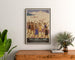 Vintage-Poster Villard-de-Lans, SNCF, gerahmt über einer Holzkommode, zwischen Pflanzen.
