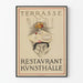Vintage-Poster Terrasse Restaurant Kunsthalle in Basel