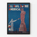 Vintage-Poster mit patriotischem Motiv „All Hail to Thee America“ mit Freiheitsstatue