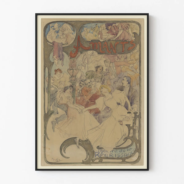 amants-maquette-daffiche-hommes-et-femme-entourant-des-musiciens