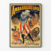 Vintage-Poster Ambassadeurs Champs-Élysées mit Clown und Tieren