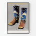 Amerikanischer Porzellan-Poster - Western-Stiefel aus Porzellan
