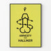 Minimalistisches gelbes Poster mit symbolischer Darstellung Amnesty for Halliker