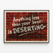 Motivierender Wandposter: Alles, was weniger als dein Bestes ist, ist Flucht — gerahmtes Bild an der Wand
