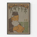 Vintage-Poster eines Mannes, der ein Buch liest – japanisch inspirierter Art Déco-Stil