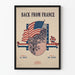 Vintage-Poster Back From France - Patriotische amerikanische Wanddekoration