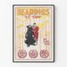 Vintage-Poster „Bearings Out Today“ mit Illustration eines Bären und Radfahrers