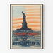 Vintage-Poster der Freiheitsstatue vor dem Sonnenuntergang
