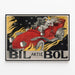 Vintage-Werbeplakat Bil Bol für rotes Auto — gerahmtes Bild an der Wand