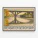 Vintage-Poster der Pont Bremgarten-Dietikon-Bahn am Fluss — gerahmtes Bild an der Wand