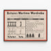 Vintage-Poster Britanniens Kriegszeit-Garderobe – Illustration zur Kleiderrationierung — gerahmtes Bild an der Wand