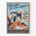 Vintage-Poster Build for Your Navy – Marine-Wanddekoration