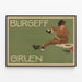 Vintage-Poster Burggeff Grün für Wanddekoration — gerahmtes Bild an der Wand