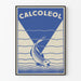 Vintage-Blatt blauer Calcoleol mit stilisiertem Fisch