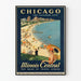 Vintage-Poster Chicago - Die Urlaubsstadt - Retro-Wanddekoration