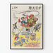 Satirischer Poster über militante Einflüsse im zeitgenössischen China