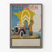 Vintage-Poster von Citroën mit antigem Auto und eleganten Passanten