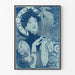 Dekoratives Jugendstil-Poster mit Frau und blauem Hahn