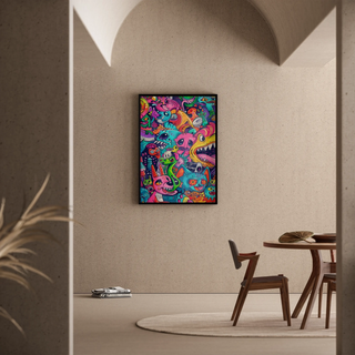 Pop Art Gemälde - Chromatische Explosion | Kunstdruck Wanddekoration Gemälde Poster Kopie