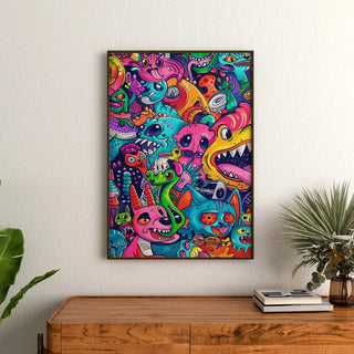Pop Art Gemälde - Chromatische Explosion | Kunstdruck Wanddekoration Gemälde Poster Kopie