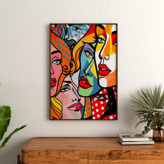 Pop Art Bild - Fragmentierte Gesichter | Kunstdruck Wanddekoration Bild Plakat Kopie