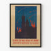 Militärische Propagandaposter mit brennender Kirche