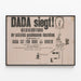 DADA Sieg-Poster – Wiedereröffnung der Ausstellung Schildergasse 37 — gerahmtes Bild an der Wand