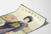 Vintage-Frauenposter im Kimono mit Rosen vor einer japanischen Fabrik