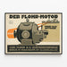 Vintage-Werbeplakat Motor Flohr Berlin — gerahmtes Bild an der Wand
