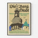 Vintage-Poster Die Bergstadt mit Uhrturm und buntem Dach