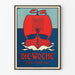 Vintage-Poster Die Woche mit rotem Boot auf blauem Hintergrund