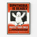 Vintage-Poster zur Diphtherieprävention und Kinderimmunisierung
