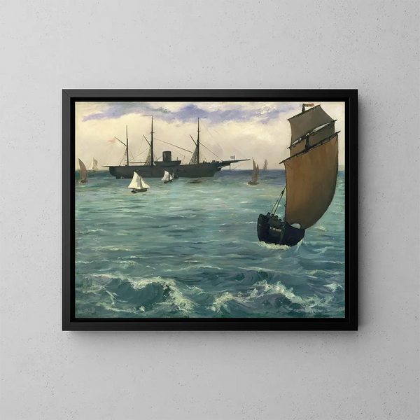 Der Kearsarge bei Boulogne - Édouard Manet — gerahmtes Bild an der Wand