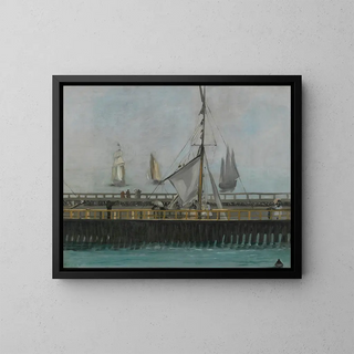 Der Kai von Boulogne-sur-Mer - Édouard Manet — gerahmtes Bild an der Wand