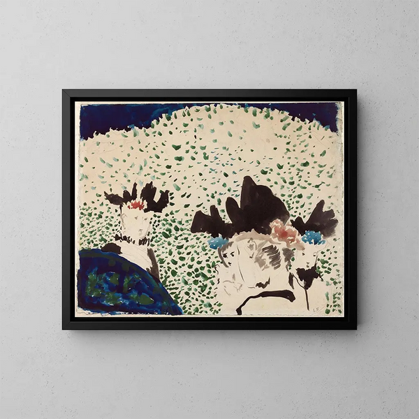 Vier Damen mit eleganten Hüten - Édouard Vuillard — gerahmtes Bild an der Wand