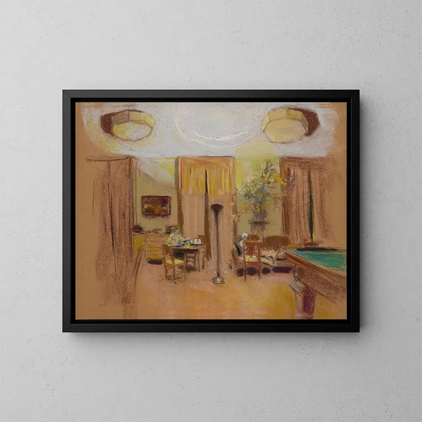 Lucy Hessel und Lulu im großen Salon bei Les Clayes - Édouard Vuillard — gerahmtes Bild an der Wand