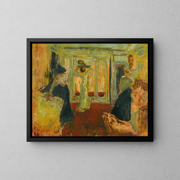 Madame Hessel bei der Hutmacherin - Édouard Vuillard — gerahmtes Bild an der Wand