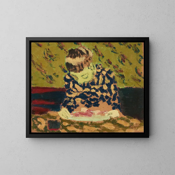 Marie beugt sich über ihr Werk - Édouard Vuillard — gerahmtes Bild an der Wand