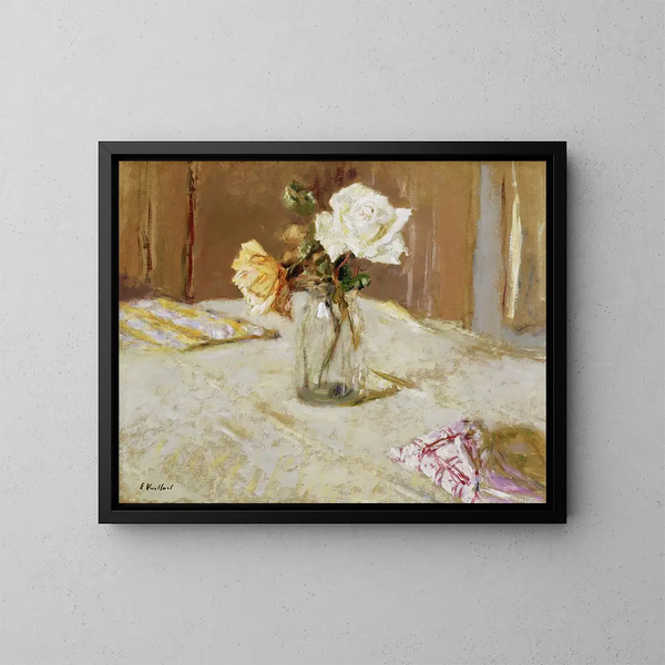 Rosen in einer Glasvase - Édouard Vuillard — gerahmtes Bild an der Wand