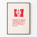 Minimalistischer Poster mit Illustration und rotem handgeschriebenem Text
