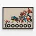 Vintage-Poster Eine Million - Illustration von Wettlaufpersonen — gerahmtes Bild an der Wand