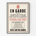 Sicherheitsplakat „En Garde“ für vintage Wanddekoration