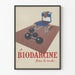 Vintage-Poster BIODARCINE mit Hanteln und blauer Stuhl