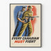 Vintage-kanadischer Dekorationsposter Kriegszeit "Jeder Kanadier Muss Kämpfen"