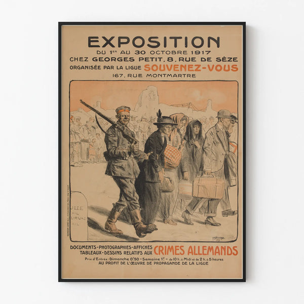Ausstellungsposter über die deutschen Verbrechen von 1917 – Historische Wanddekoration