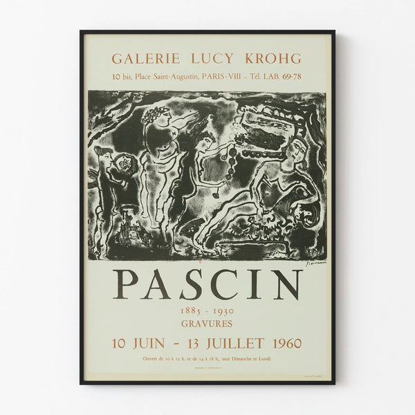 Ausstellungsposter Pascin Radierungen in der Galerie Lucy Krohg 1960